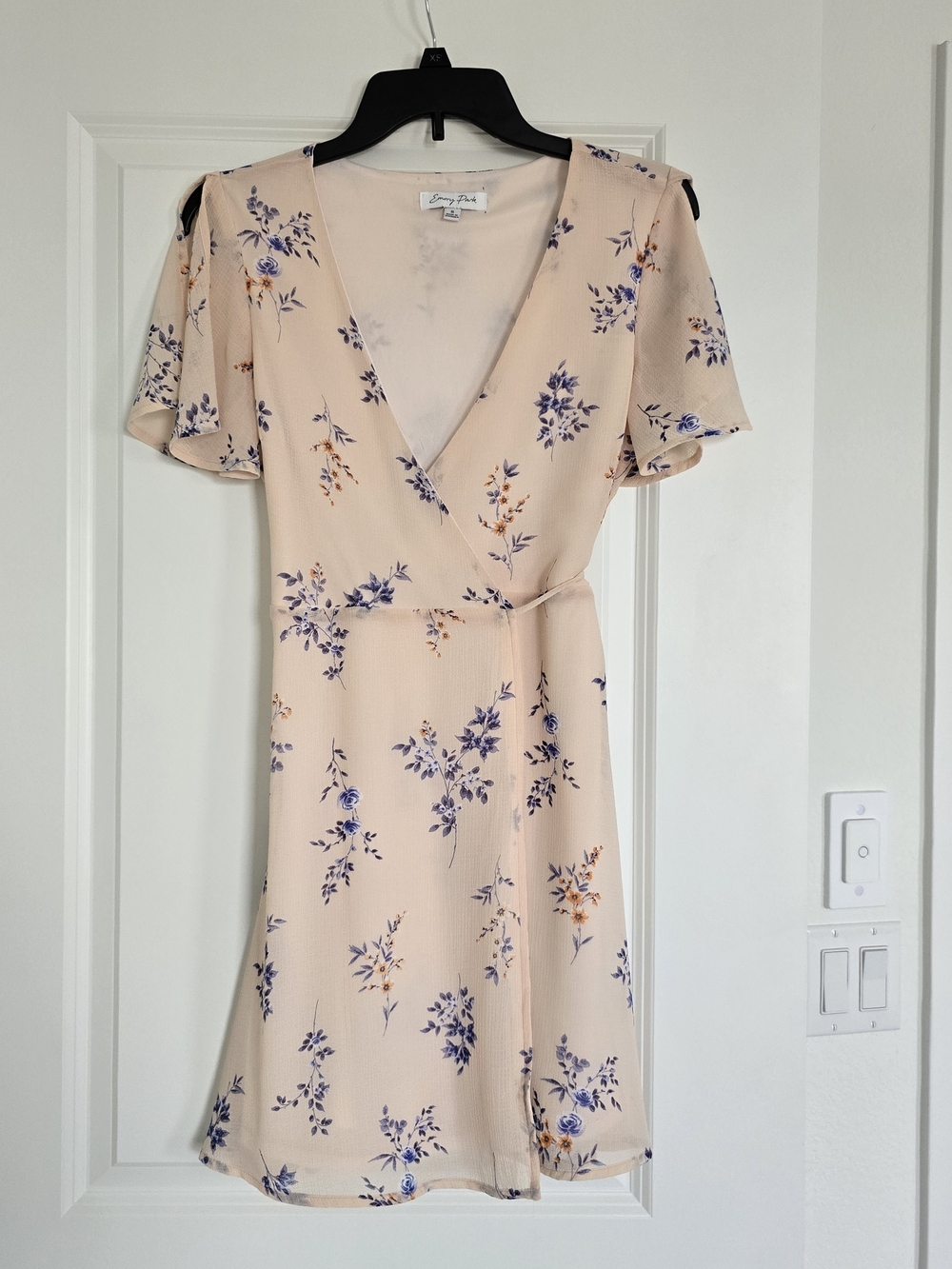emory park Blush Pink Floral Wrap Dress